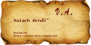 Valach Arnó névjegykártya
